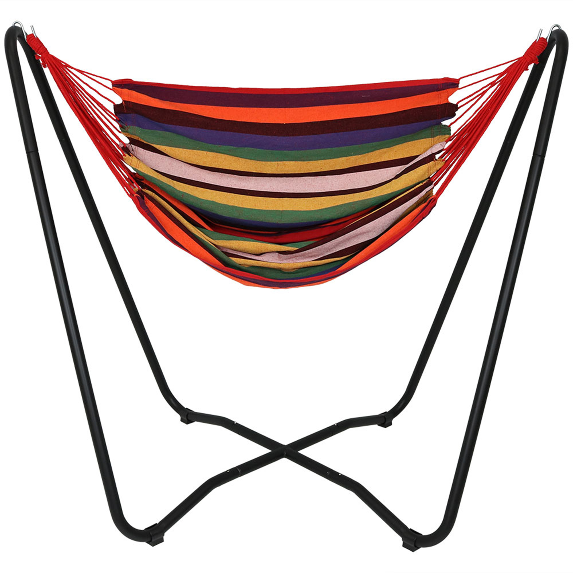 Sunnydaze Decor, Hanging Hammock Chair with Stand - Sunset, Color Orange, Capacity 330 lb, Material Steel, Model# HH-HCHAS-SS-Combo